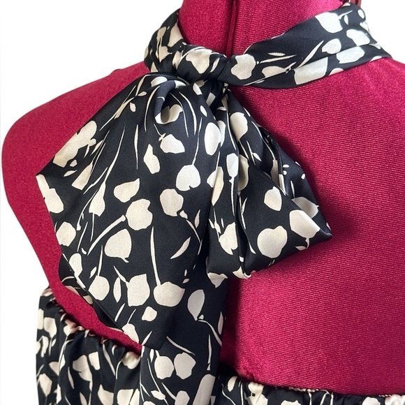 ZARA black and ivory satin easy care halter top - Picture 5 of 11